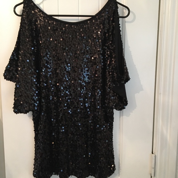 Adrianna Papell Blk Sequin Top - Picture 2 of 5